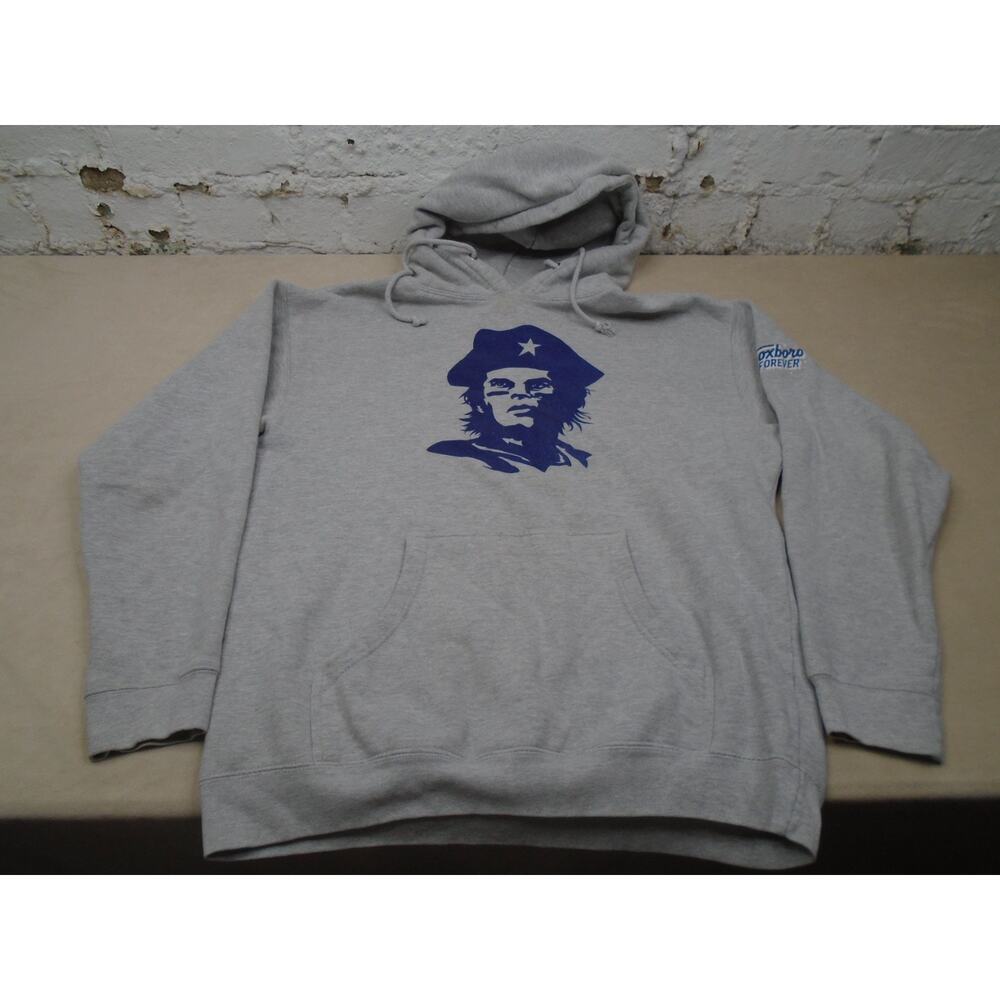 NFL Football Tom Brady/New England Patriots Mascot Gray Hoodie. Size Large